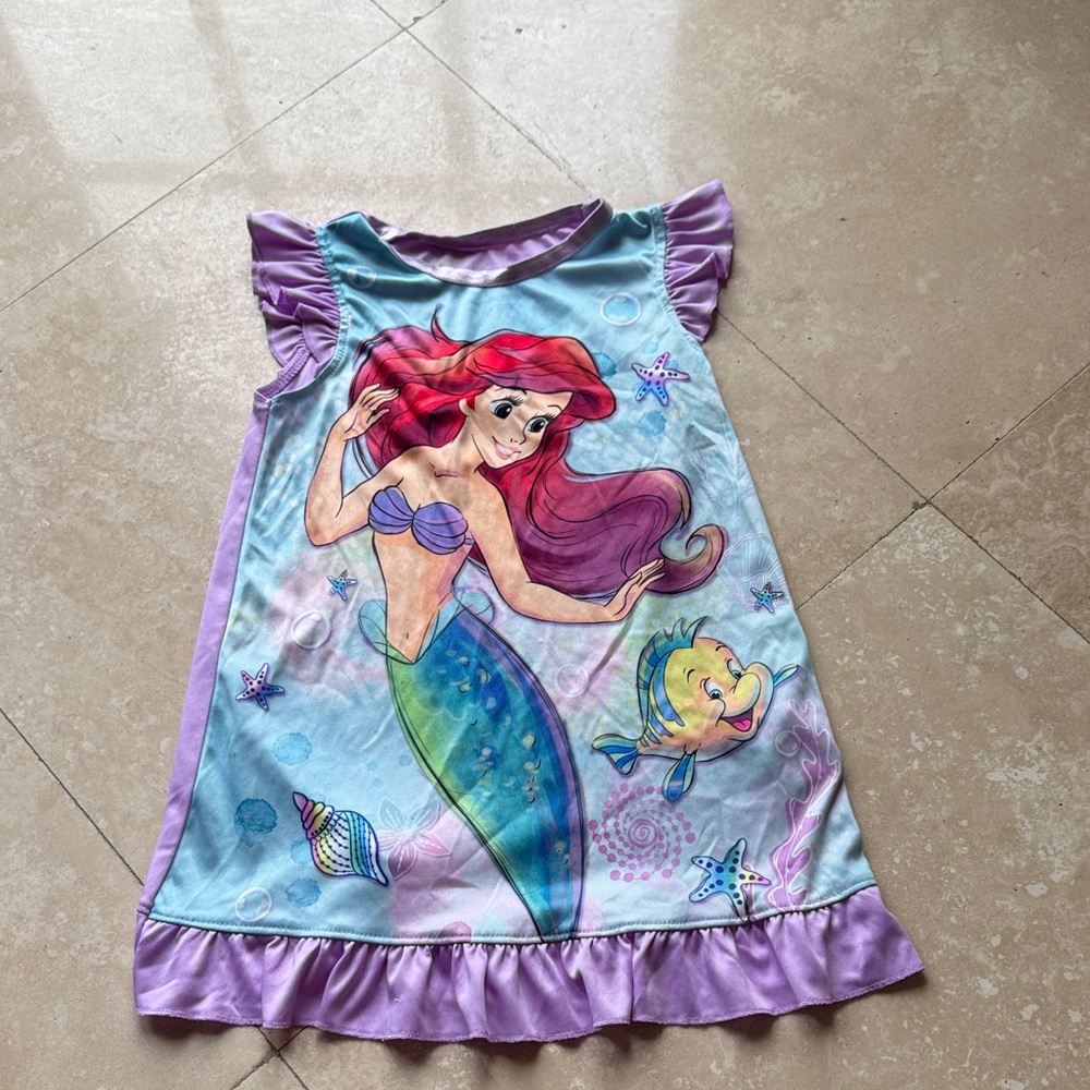 Disney Ariel and Flounder Nightgown in Purple and Blue